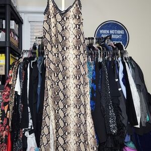 Elegant Snake Print Maxi Dress